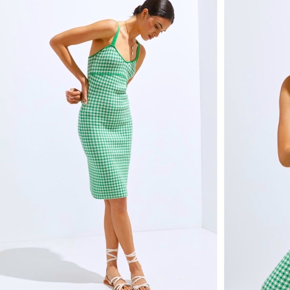 Green Gingham Slip Dress - Brand